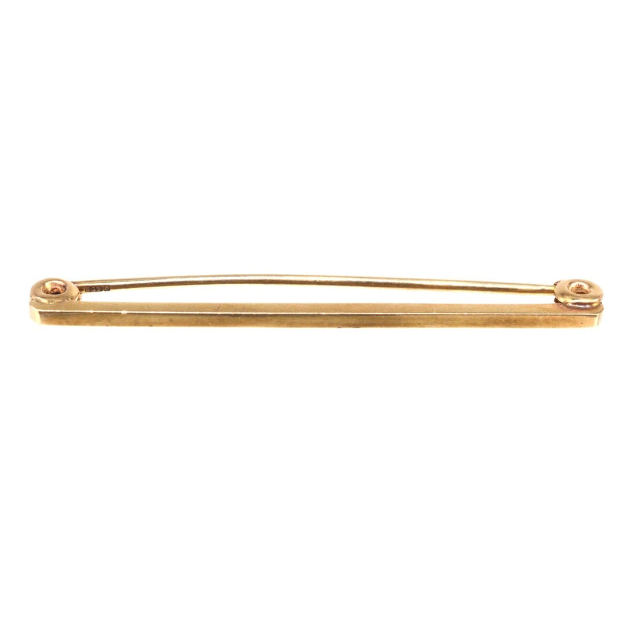 Mid Century 9ct Gold Flat Bar Brooch by Henry Griffith & Sons Ltd | Parkin and Gerrish | Antique & Vintage Jewellery