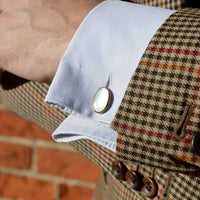 Mid Century German Silver Mother of Pearl Oval Cufflinks | Parkin and Gerrish (UK)