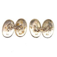 Mid Century German Silver Mother of Pearl Oval Cufflinks | Parkin and Gerrish (UK)