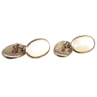 Mid Century German Silver Mother of Pearl Oval Cufflinks | Parkin and Gerrish (UK)