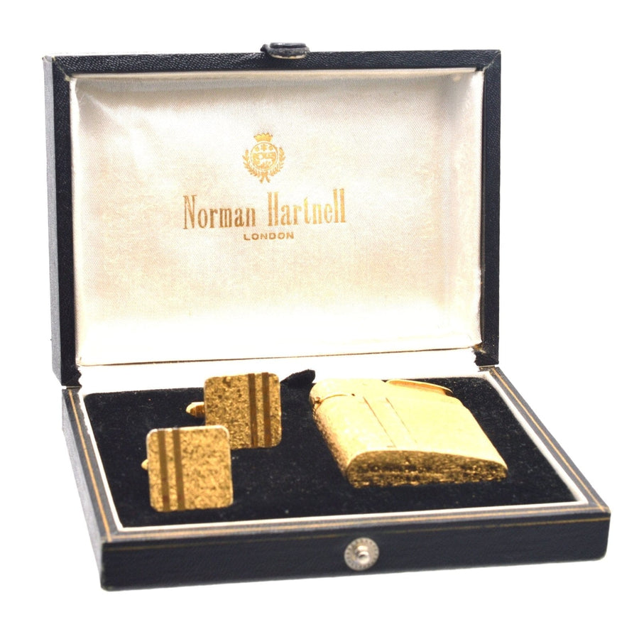 Mid Century Norman Hartnell Lighter and Cufflinks in Original Box | Parkin and Gerrish | Antique & Vintage Jewellery