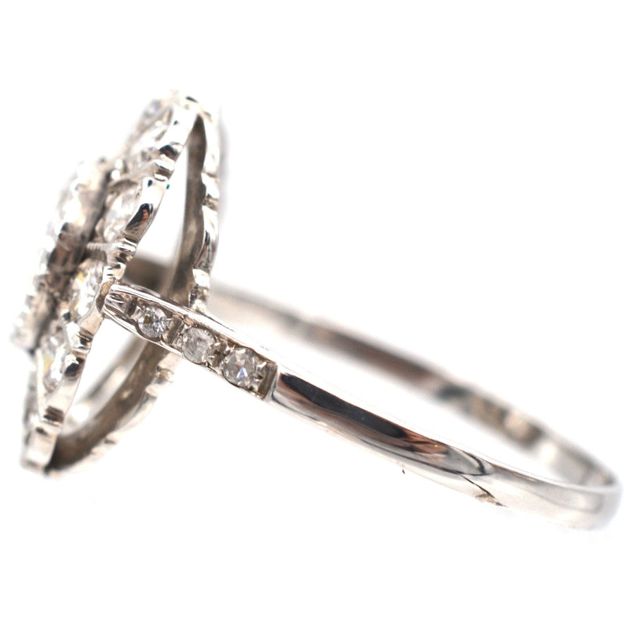 Mid Century Platinum, Oval Diamond Cluster Ring | Parkin and Gerrish | Antique & Vintage Jewellery