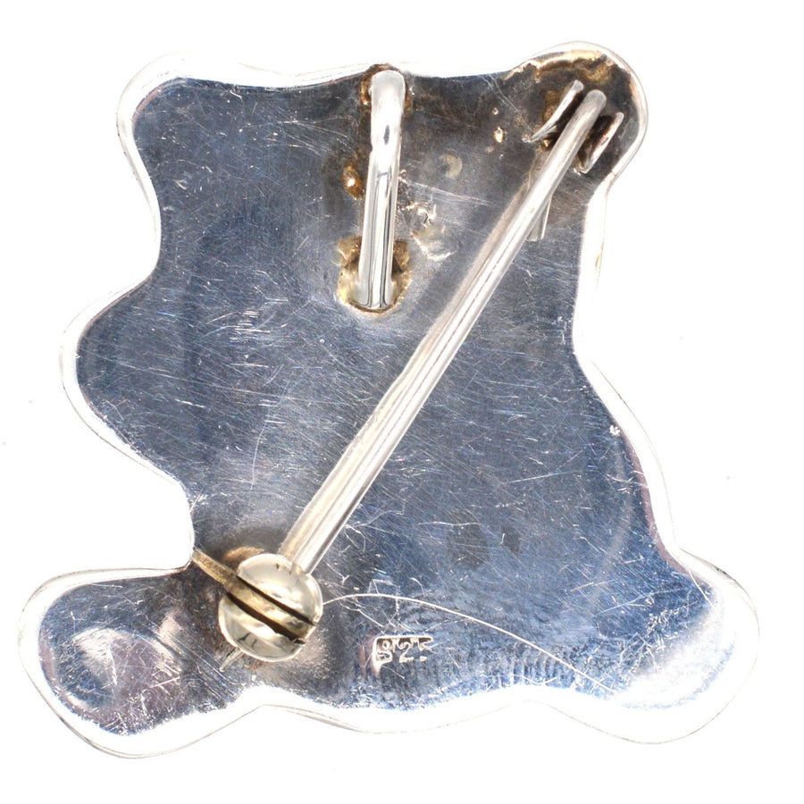 Mid Century Silver Teddy Bear Brooch Pendant | Parkin and Gerrish | Antique & Vintage Jewellery