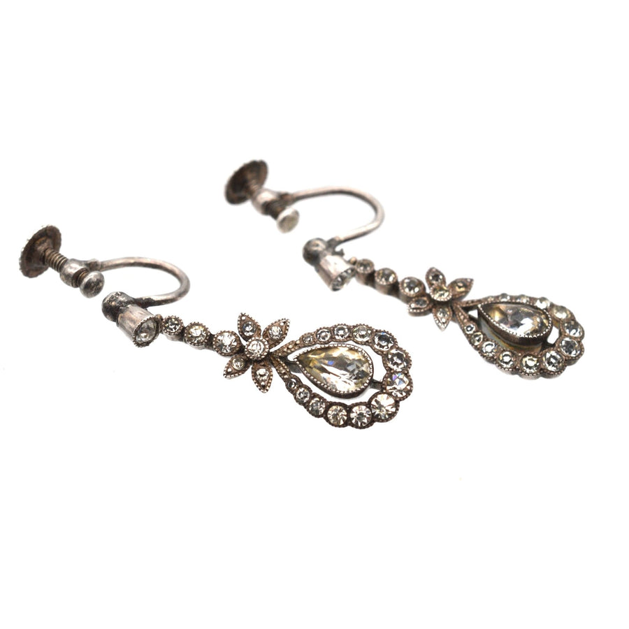 Mid Century Sliver & Paste Drop Earrings | Parkin and Gerrish | Antique & Vintage Jewellery