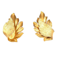 Mid Century Trifari Gilt Metal Leaf Earrings | Parkin and Gerrish (UK)
