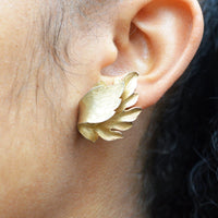 Mid Century Trifari Gilt Metal Leaf Earrings | Parkin and Gerrish (UK)