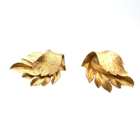 Mid Century Trifari Gilt Metal Leaf Earrings | Parkin and Gerrish (UK)