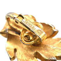 Mid Century Trifari Gilt Metal Leaf Earrings | Parkin and Gerrish (UK)