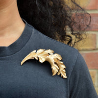 Mid Century Trifari Large Gilt Metal Leaf Brooch | Parkin and Gerrish (UK)