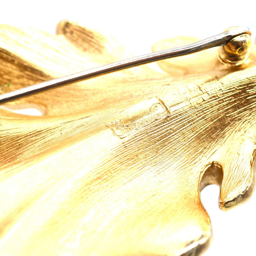 Mid Century Trifari Large Gilt Metal Leaf Brooch | Parkin and Gerrish | Antique & Vintage Jewellery