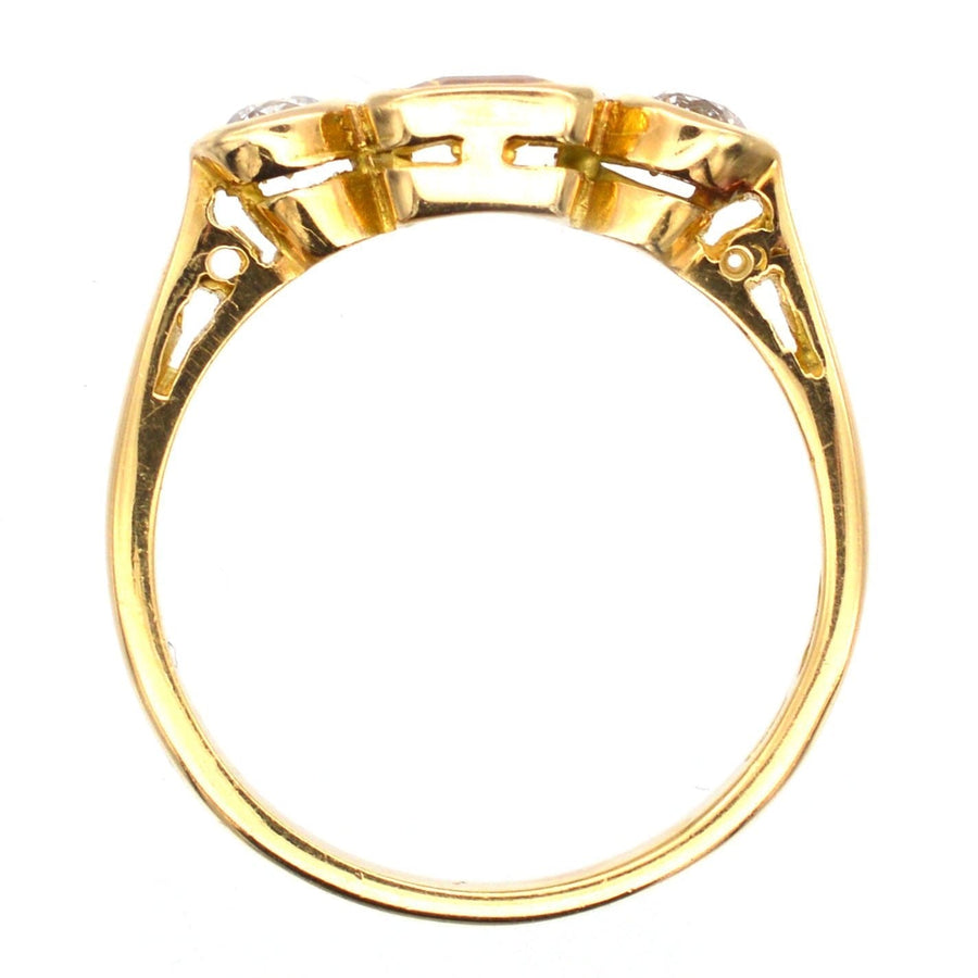 Modern 18ct Gold, Yellow Sapphire and Diamond Three Stone Ring | Parkin and Gerrish | Antique & Vintage Jewellery