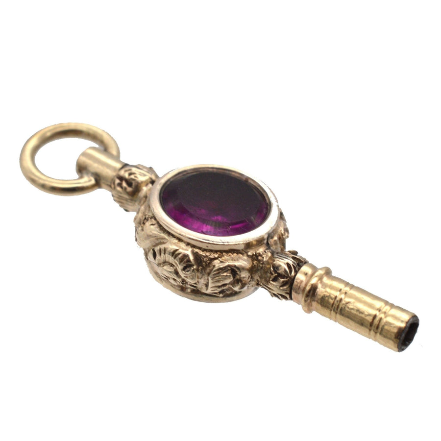Regency Gold Cased Watch Key with Bloodstone and Amethyst Paste | Parkin and Gerrish | Antique & Vintage Jewellery