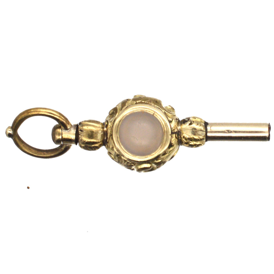 Regency Gold Cased Watch Key with Carnelian and White Chalcedony | Parkin and Gerrish | Antique & Vintage Jewellery