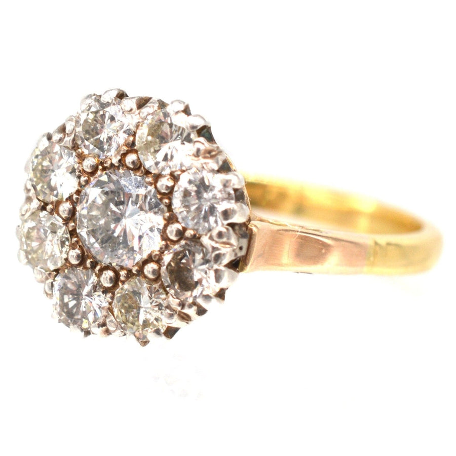 Retro 18ct Gold 1.1 Carat Diamond Cluster Ring | Parkin and Gerrish | Antique & Vintage Jewellery
