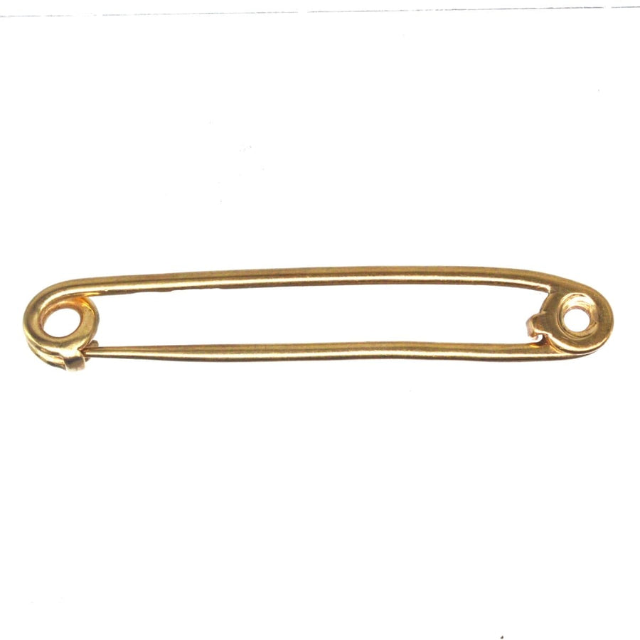 Safety pin brooch 0 9ct gold - hallmarked 1981 London - C & F for Copp and Farr | Parkin and Gerrish | Antique & Vintage Jewellery