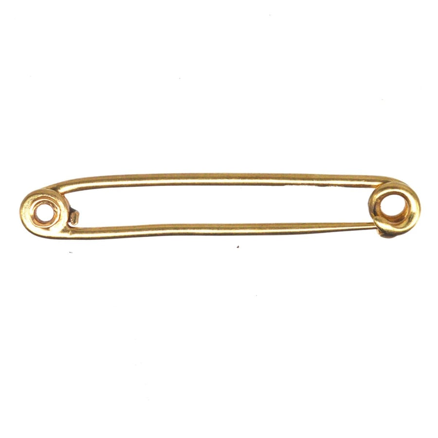 Safety pin brooch 0 9ct gold - hallmarked 1981 London - C & F for Copp and Farr | Parkin and Gerrish | Antique & Vintage Jewellery