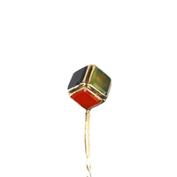 Scottish Victorian 9ct Gold Cube Tie Pin with Bloodstone, Chalcedony, Carnelian | Parkin and Gerrish (UK)