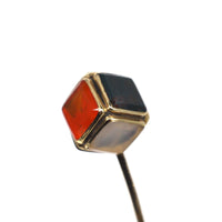 Scottish Victorian 9ct Gold Cube Tie Pin with Bloodstone, Chalcedony, Carnelian | Parkin and Gerrish (UK)