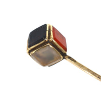 Scottish Victorian 9ct Gold Cube Tie Pin with Bloodstone, Chalcedony, Carnelian | Parkin and Gerrish (UK)