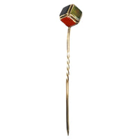 Scottish Victorian 9ct Gold Cube Tie Pin with Bloodstone, Chalcedony, Carnelian | Parkin and Gerrish (UK)