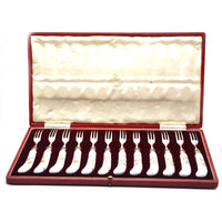 Set of 12 Late 19th Century Thomas Goode Silver Cutlery with Painted Meissen Porcelain Handles in Original Cases | Parkin and Gerrish (UK)