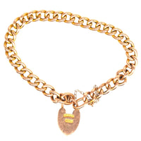 Small Edwardian 15ct Gold Child's Curb Bracelet with Heart Lock | Parkin and Gerrish (UK)
