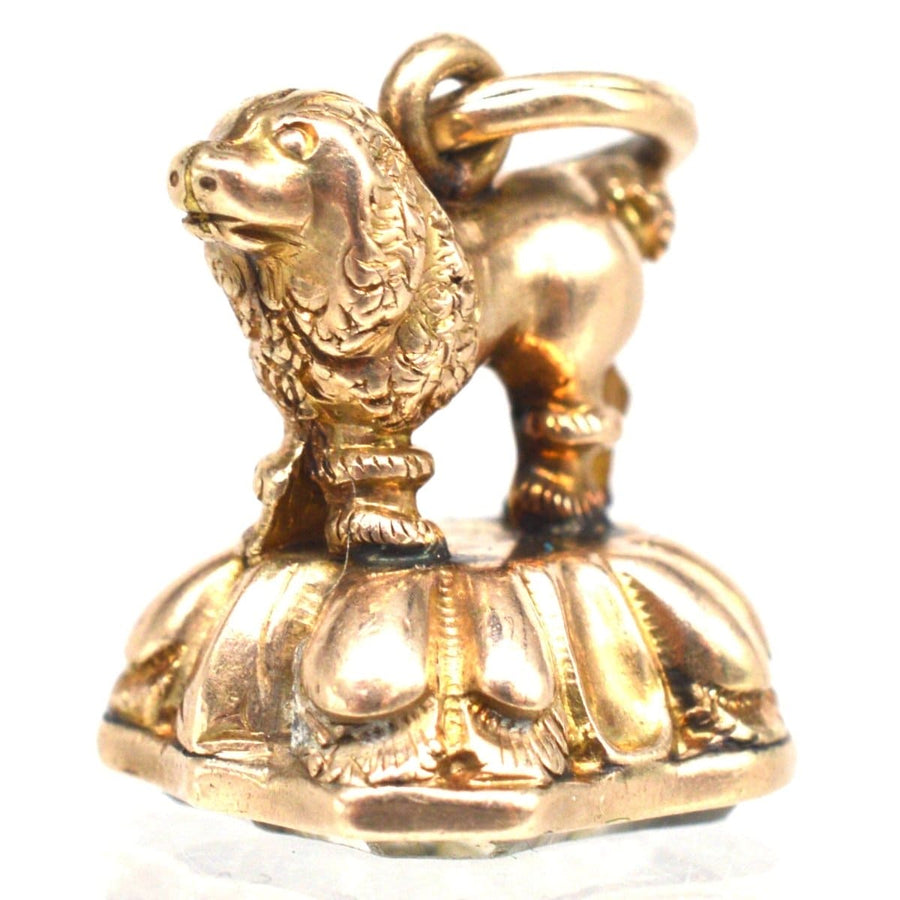 Small Georgian Gold Cased Poodle Pendant with Rock Crystal Seal | Parkin and Gerrish | Antique & Vintage Jewellery