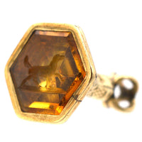 Tiny Early Victorian 9ct Gold Hexagonal Citrine Seal with an Intaglio of a Dog | Parkin and Gerrish (UK)