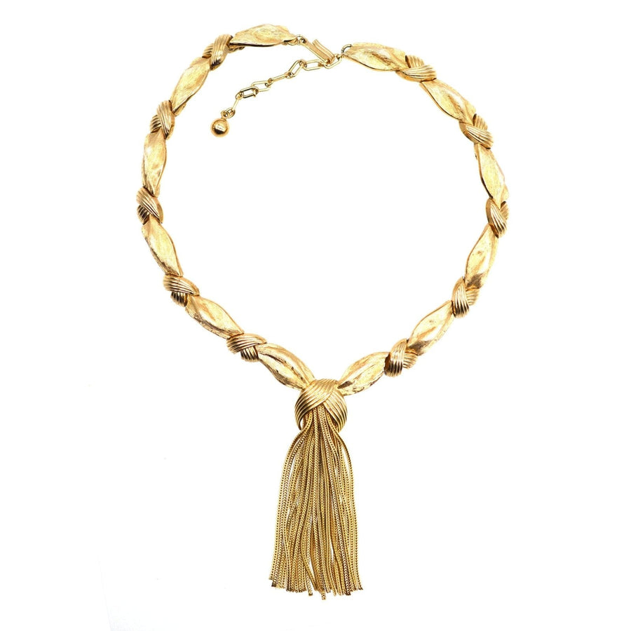 Trifari Demi-Parure Set of 1950s Gold-Tone Knot and Tassel Necklace and Earrings | Parkin and Gerrish | Antique & Vintage Jewellery