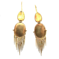 Victorian 15ct Gold, Cabochon Garnet Fringed Drop Earrings | Parkin and Gerrish (UK)
