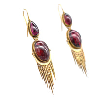 Victorian 15ct Gold, Cabochon Garnet Fringed Drop Earrings | Parkin and Gerrish (UK)