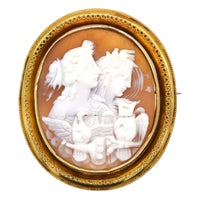 Victorian 15ct Gold Day and Night Shell Cameo Brooch | Parkin and Gerrish (UK)