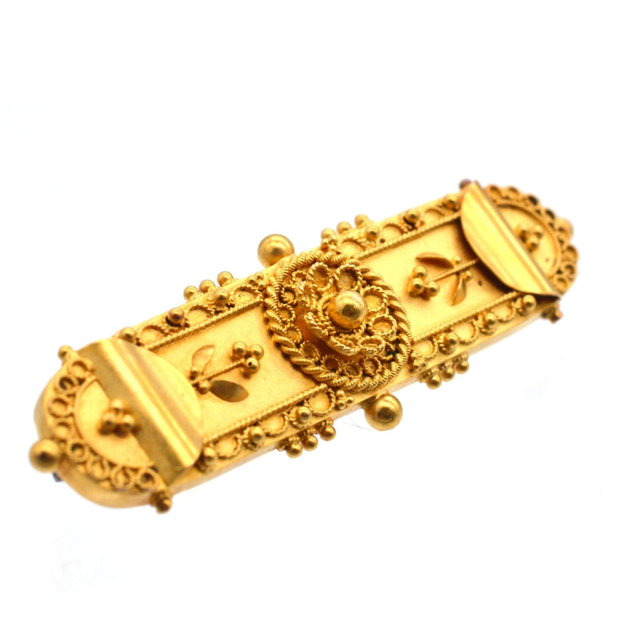 Victorian 15ct Gold Etruscan Revival Brooch | Parkin and Gerrish | Antique & Vintage Jewellery