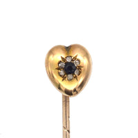 Victorian 15ct Gold, Sapphire & Diamond Heart Tie Pin | Parkin and Gerrish (UK)