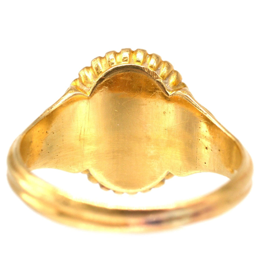 Victorian 18ct Gold Bloodstone Signet Ring with Decorated