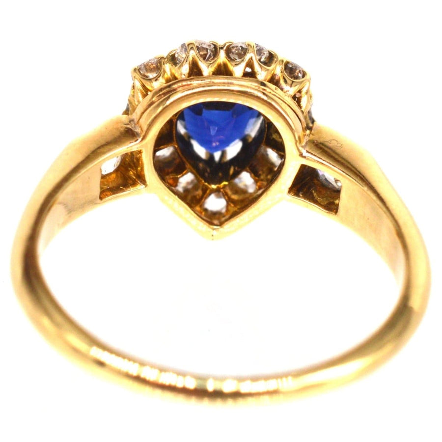 Victorian 18ct Gold Heart Shaped Sapphire and Diamond Cluster Ring | Parkin and Gerrish | Antique & Vintage Jewellery