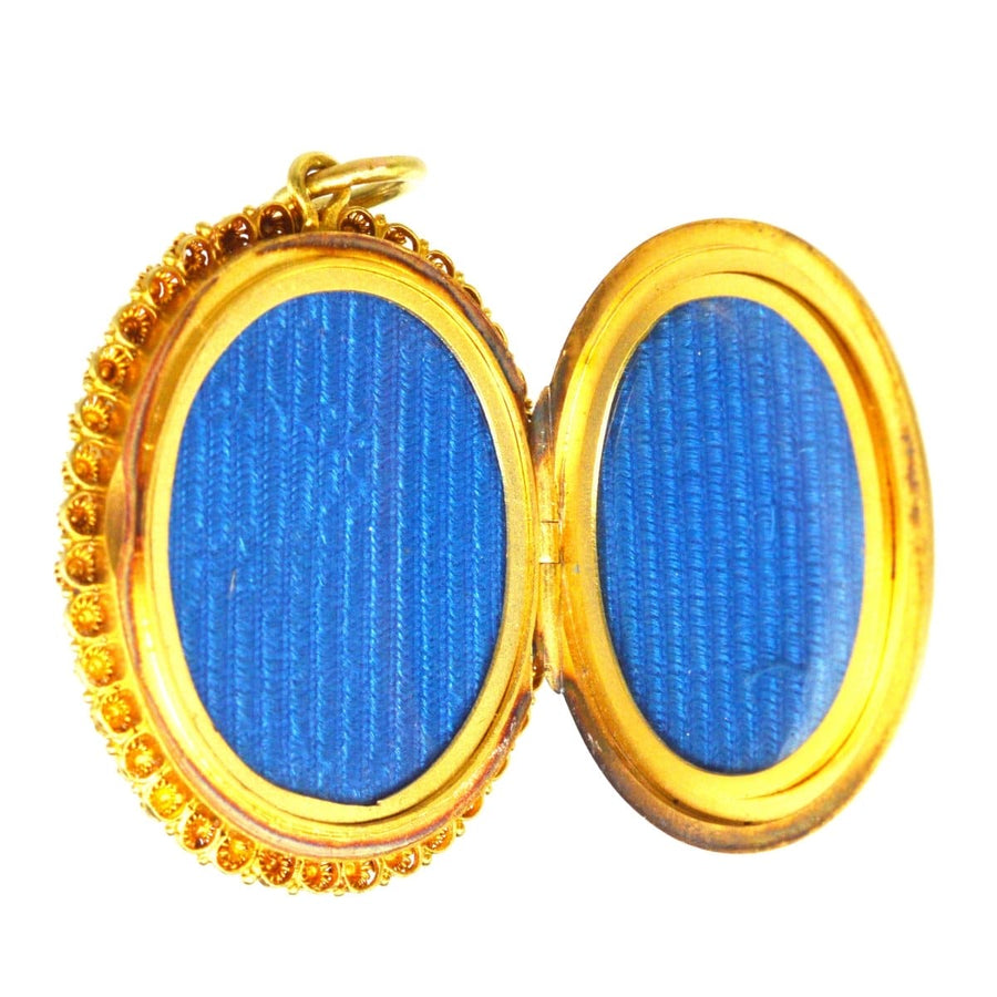 Victorian 18ct Gold Locket with Turquoise Cross in Original Case | Parkin and Gerrish (UK)