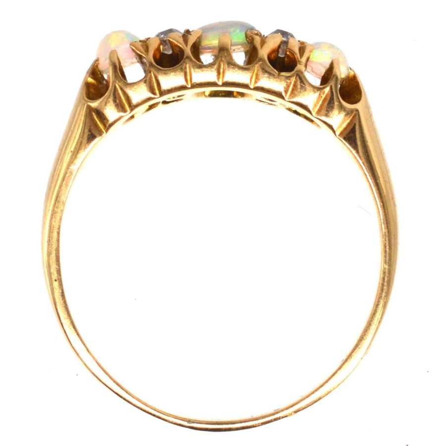 Victorian 18ct Gold Opal and Diamond Ring | Parkin and Gerrish | Antique & Vintage Jewellery