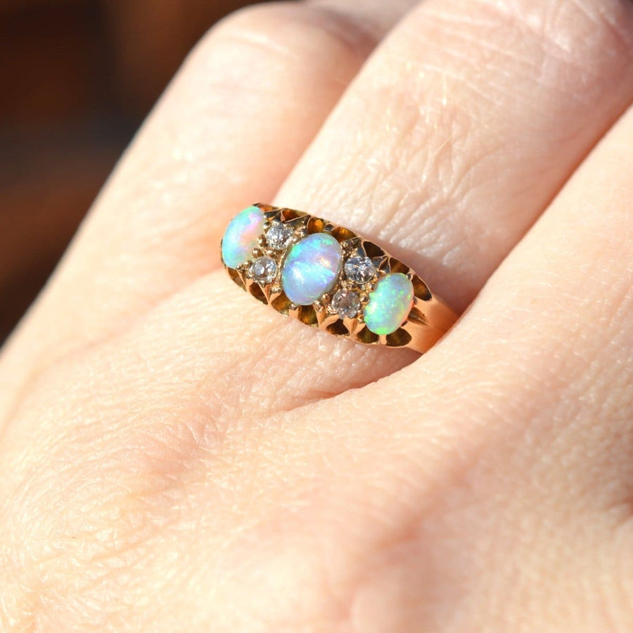 Victorian 18ct Gold Opal and Diamond Ring | Parkin and Gerrish (UK)