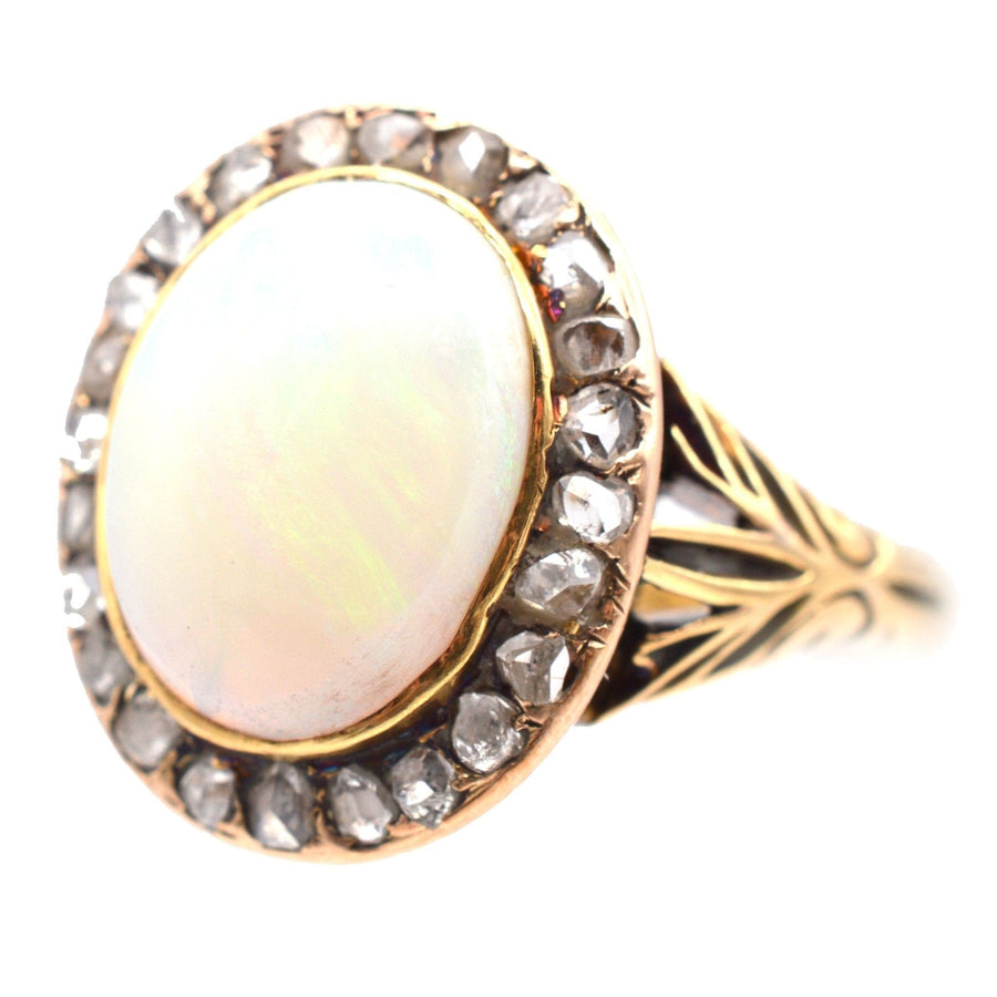 Victorian 18ct Gold, Opal and Rose Diamond Cluster Ring | Parkin and Gerrish | Antique & Vintage Jewellery