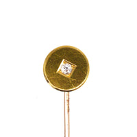 Victorian 18ct Gold Simple Round Circle Tie Pin with a Diamond | Parkin and Gerrish (UK)
