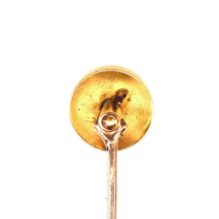Victorian 18ct Gold Simple Round Circle Tie Pin with a Diamond | Parkin and Gerrish | Antique & Vintage Jewellery