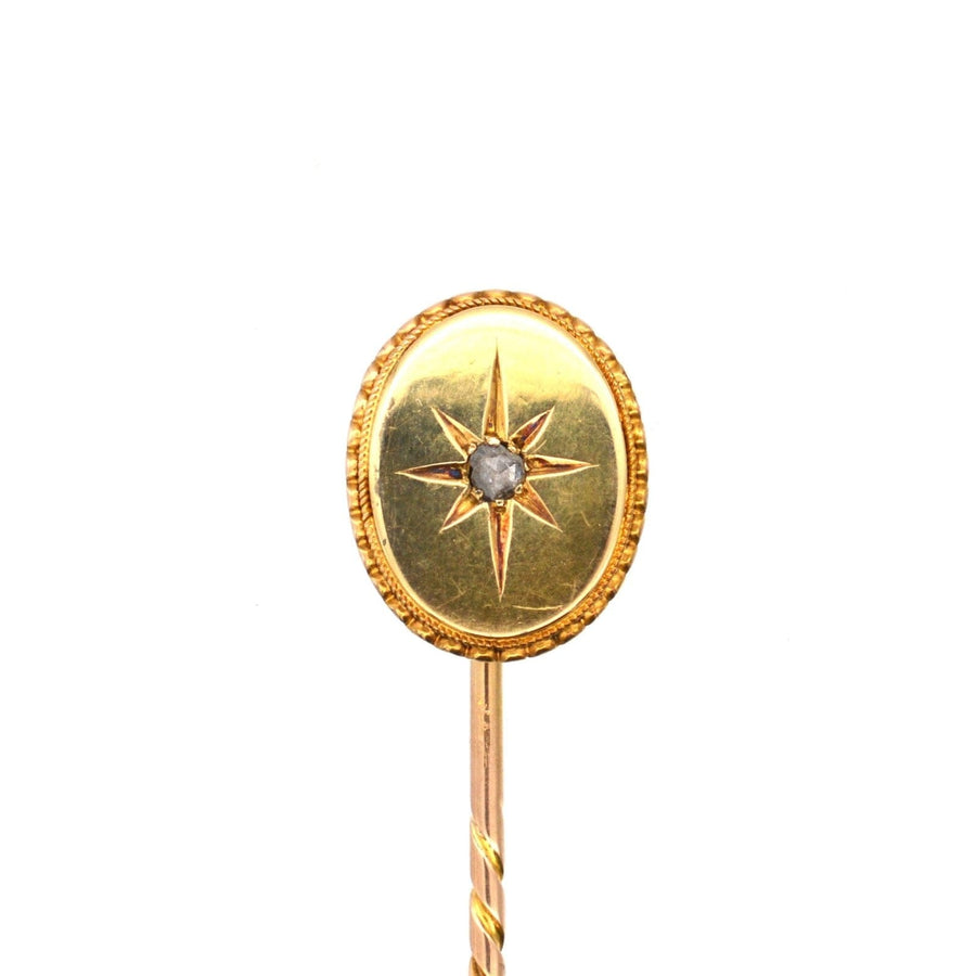 Victorian 18ct Gold Star Tie Pin with Rose Cut Diamond | Parkin and Gerrish (UK)