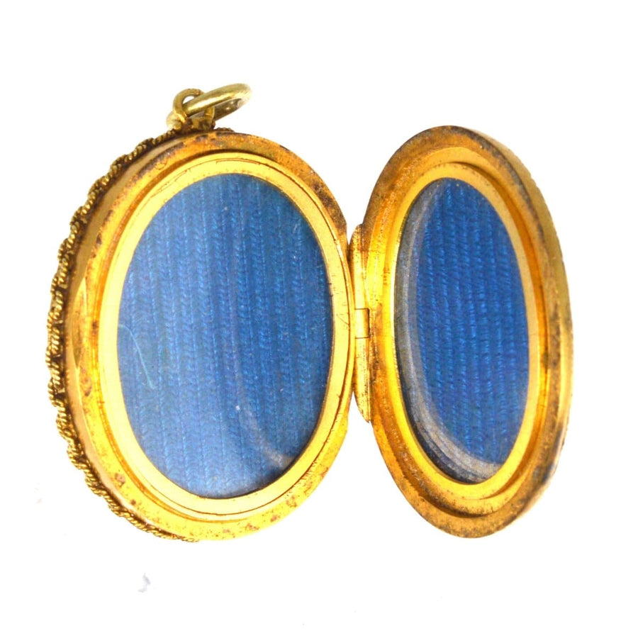 Victorian 18ct Gold & Turquoise Pavé Locket in Original Case | Parkin and Gerrish | Antique & Vintage Jewellery