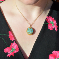 Victorian 18ct Gold & Turquoise Pavé Locket in Original Case | Parkin and Gerrish (UK)