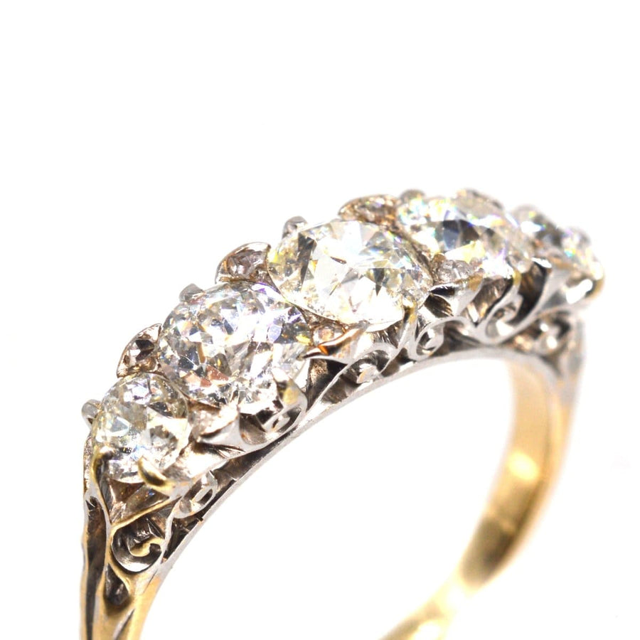 Victorian 2.2 Carat Diamond Carved Half Hoop Ring | Parkin and Gerrish | Antique & Vintage Jewellery