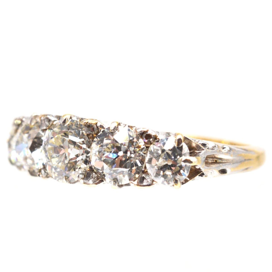 Victorian 2.2 Carat Diamond Carved Half Hoop Ring | Parkin and Gerrish | Antique & Vintage Jewellery