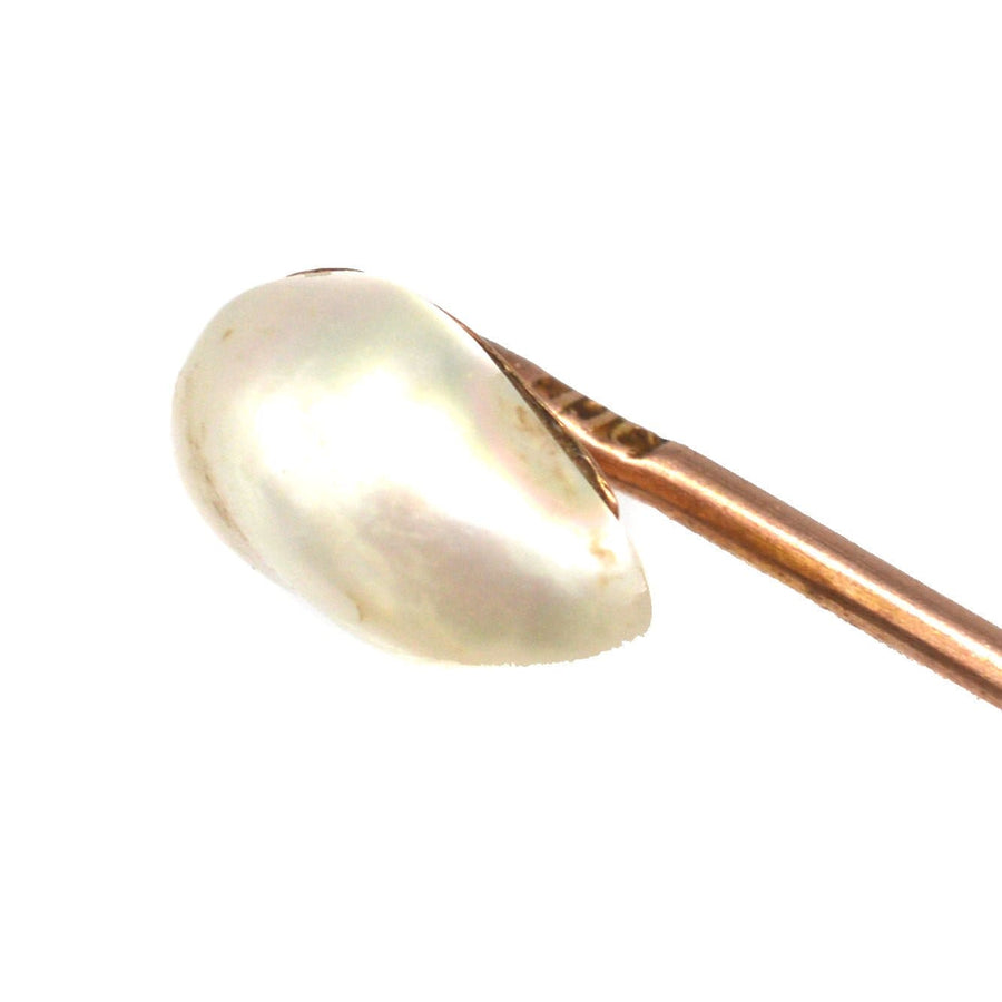 Victorian 9ct Gold Natural Blister Pearl Tie Pin | Parkin and Gerrish | Antique & Vintage Jewellery