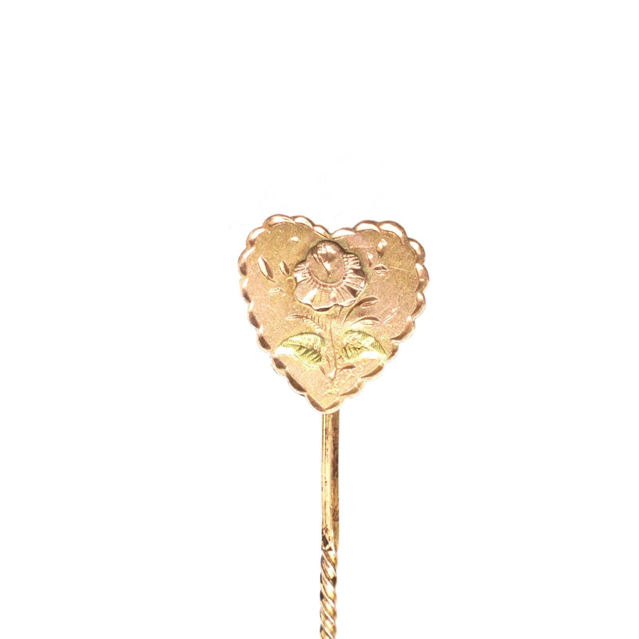 Victorian 9ct Gold Two Colour Gold Overlay Heart with Rose Motif | Parkin and Gerrish | Antique & Vintage Jewellery