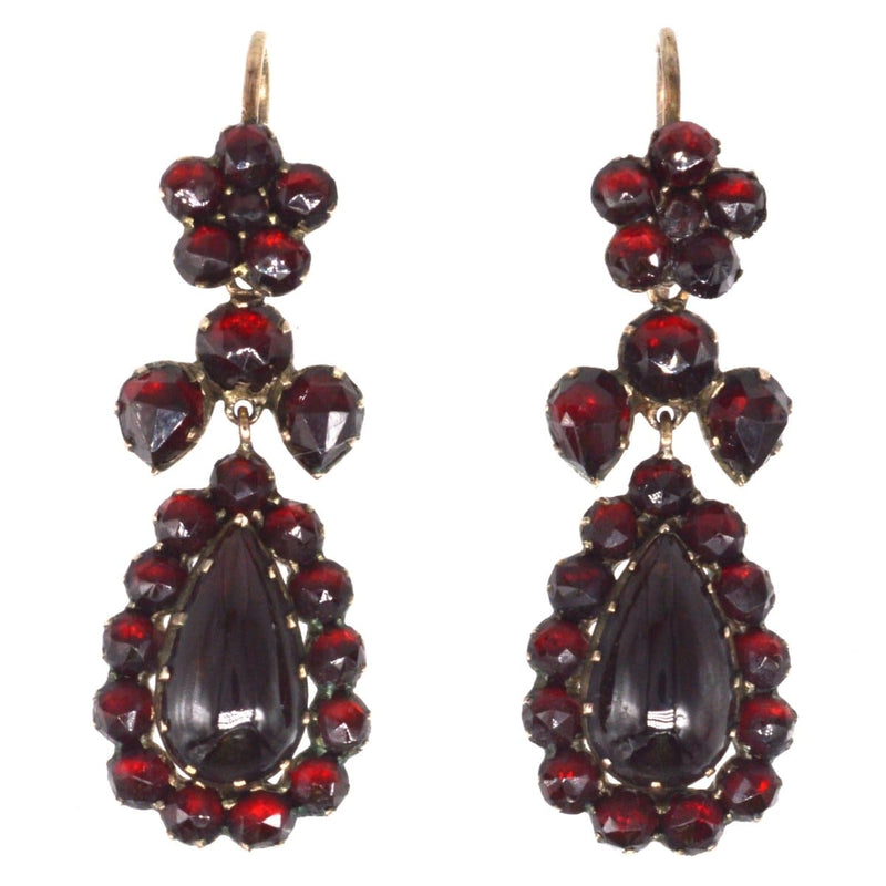 Boucles d'oreilles victoriennes en or et grenat de Bohème